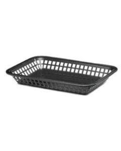 Tablecraft Rectangular Plastic Platter Baskets, 1-1/2inH x 7-3/4inW x 10-3/4inD, Black, Pack Of 12 Baskets