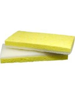 Impact Light-Duty Cellulose Scrubber Sponges, White/Yellow, Pack Of 5 Sponges