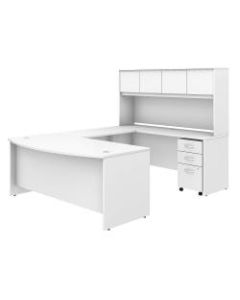 Bush Business Furniture Studio C U Shaped Desk with Hutch and Mobile File Cabinet, 72inW x 36inD, White, Standard Delivery