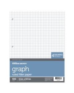 Office Depot Brand Quadrille-Ruled Notebook Filler Paper, 8 1/2in x 11in, White, Pack Of 500 Sheets