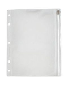 Oxford Zipper Binder Pockets - 10 1/2in x 8in Sheet - Ring Binder - Rectangular - Clear, White - Poly - 1 Each
