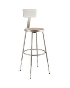National Public Seating Adjustable Hardboard Stool With Back, 25in-33inH, Gray