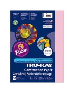 Tru-Ray Construction Paper, 50% Recycled, 9in x 12in, Pink, Pack Of 50