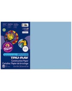 Tru-Ray Construction Paper, 50% Recycled, 12in x 18in, Sky Blue, Pack Of 50