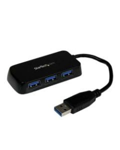 StarTech.com Portable 4 Port SuperSpeed Mini USB 3.0 Hub - Black - Add four USB 3.0 ports to your notebook or Ultrabook using this slim and portable hub