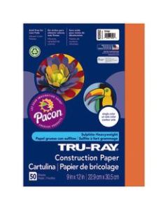 Tru-Ray Construction Paper, 50% Recycled, 9in x 12in, Orange, Pack Of 50