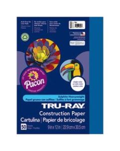 Tru-Ray Construction Paper, 50% Recycled, 9in x 12in, Blue, Pack Of 50