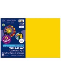 Tru-Ray Construction Paper, 50% Recycled, 12in x 18in, Yellow, Pack Of 50