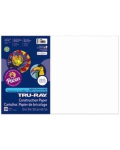 Tru-Ray Construction Paper, 50% Recycled, 12in x 18in, White, Pack Of 50