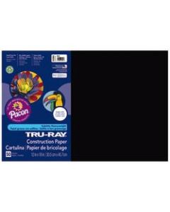 Tru-Ray Construction Paper, 50% Recycled, 12in x 18in, Black, Pack Of 50
