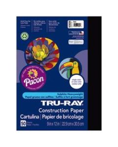 Tru-Ray Construction Paper, 50% Recycled, 9in x 12in, Black, Pack Of 50