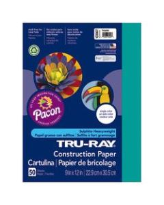 Tru-Ray Construction Paper, 50% Recycled, 9in x 12in, Turquoise, Pack Of 50