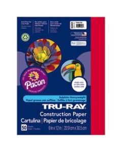 Tru-Ray Construction Paper, 50% Recycled, 9in x 12in, Festive Red, Pack Of 50