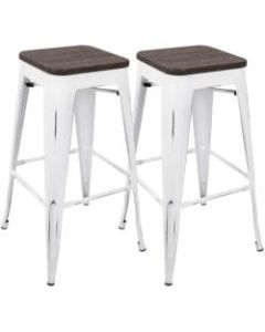 LumiSource Oregon Bar Stools, Vintage White/Espresso, Set Of 2 Stools