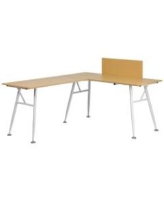 Flash Furniture Contemporary Laminate L-Shape Computer Desk, Beechwood/White
