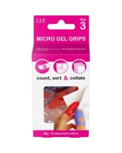 Lee Tippi Micro-Gel Fingertip Grips, #3 Extra Small, Assorted Colors, Pack Of 10