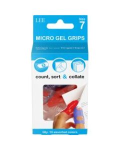 Lee Tippi Micro-Gel Fingertip Grips, Size 7, Medium, Assorted Colors, Pack Of 10