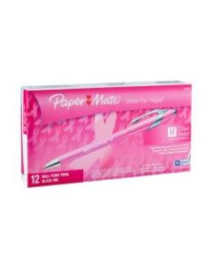 Paper Mate FlexGrip Elite Retractable Ballpoint Pens, The Write For Hope, Medium Point, 1.0 mm, Pink Barrel, Black Ink, Box Of 12 Pens