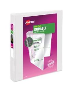 Avery Durable View 3-Ring Binder, 1in Slant Rings, 42% Recycled, White