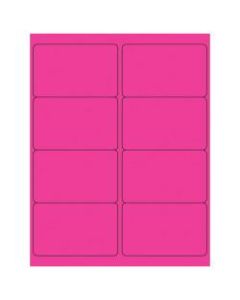 Office Depot Brand Labels, LL179PK, Rectangle, 4in x 2 1/2in, Fluorescent Pink, Case Of 800