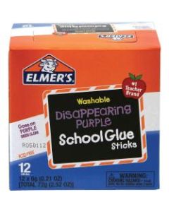 Elmers Washable Disappearing Purple School Glue Sticks, 0.21 Oz., Pack Of 12