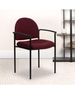 Flash Furniture Comfortable Stackable Steel Side Chair With Arms, Burgundy/Black