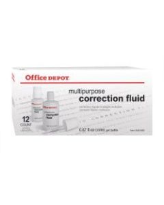 Office Depot Brand Correction Fluid, Multipurpose, 20 mL, White, Pack Of 12