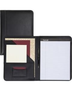 Samsill Letter Pad Folio - 8 1/2in x 11in - Leather - Black - 1 Each