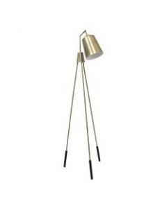 Lalia Home Industrial Tripod Floor Lamp, 65inH, Antique Brass Shade/Antique Brass/Black Base