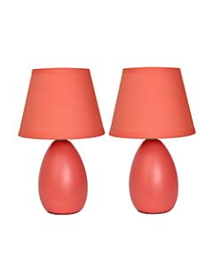 Simple Designs LT2009-ORG-2PK Mini Egg Oval Ceramic Table Lamp 2 Pack Set