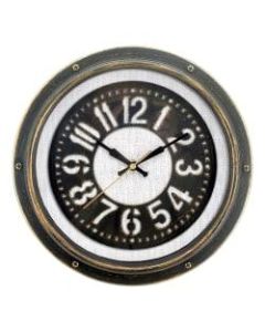 Realspace Round Wall Clock, 12in, Gray Burlap/Matte Black