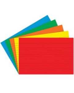 Top Notch Teacher Products Bright Primary Lined Index Cards, 4in x 6in, Assorted Colors, 75 Cards Per Pack, Case Of 6 Packs