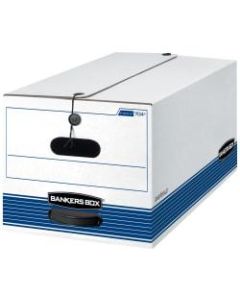 Bankers Box Stor/File FastFold Standard-Duty Storage Boxes With Locking Lift-Off Lids And Built-In Handles, Letter Size, 24D x 12in x 10in, 60% Recycled, White/Blue, Case Of 12