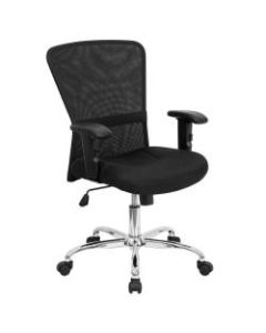 Flash Furniture Contemporary Mesh Mid-Back Swivel Task Chair With Adjustable Arms, Black/Chrome
