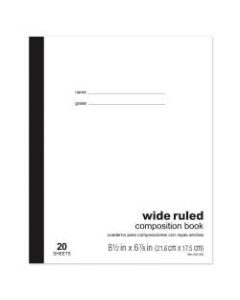 Office Depot Brand Schoolmate Composition Book, 6 7/8in x 8 1/2in, Wide Ruled, 20 Sheets