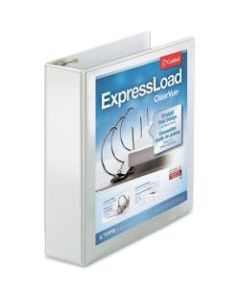 Cardinal ExpressLoad ClearVue Locking 3-Ring Binder, 2in D-Rings, White