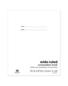 Office Depot Brand Schoolmate Composition Book, 6 7/8in x 8 1/2in, Wide Ruled, 40 Sheets