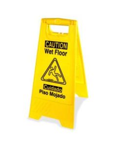 Genuine Joe Universal Graphic Wet Floor Sign - 6 / Carton - Wet Floor Print/Message - Foldable - Yellow