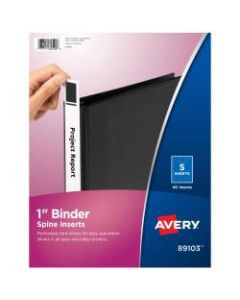 Avery Binder Spine Inserts, 89103, 1in Wide, White, Pack Of 5