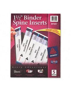 Avery Binder Spine Inserts, 89105, 1 1/2in Wide, White, Pack Of 5