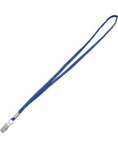 Advantus Flat Clip Lanyard - 100 / Box - 36in Length - Blue - Woven, Metal