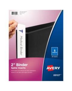 Avery Binder Spine Inserts, 89107, 2in Wide, White, Pack Of 5