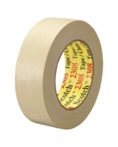 3M 2308 Masking Tape, 3in Core, 1.5in x 180ft, Natural, Pack Of 24