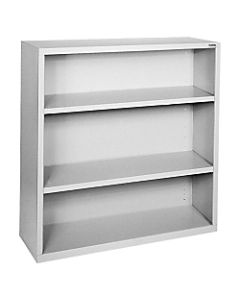 Lorell Fortress Series Steel Bookcase, 3-Shelf, Light Gray