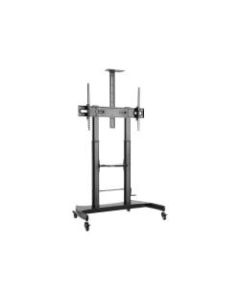V7 TVCART2 Pro TV Cart, up to 100 inch displays, Height Adjustable - Up to 100in Screen Support - 220 lb Load Capacity - 91.3in Height x 28in Width - Powder Coated - Steel, Plastic - Matte Black