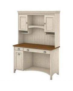 Bush Furniture Fairview Computer Desk With Hutch And Drawers, Antique White/Tea Maple, Standard Delivery