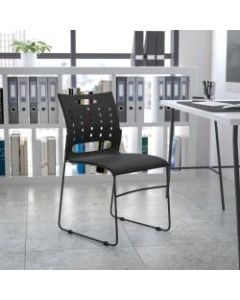 Flash Furniture Sled-Base Stacking Chair With Handle And Air-Vent Back, Black