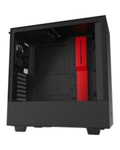 NZXT Compact Mid-Tower Case with Tempered Glass - Mid-tower - Matte Black, Red - Hot Dip Galvanized Steel, Tempered Glass - 6 x Bay - 2 x 4.72in x Fan(s) Installed