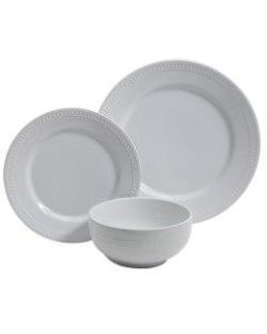 Gibson Home Royal Palace 12-Piece Dinnerware Set, Embossed White