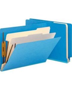Smead Manila And Color Classification Folders, 8 1/2in x 11in, 2 Divider, 2 Partition, Blue, Pack Of 10